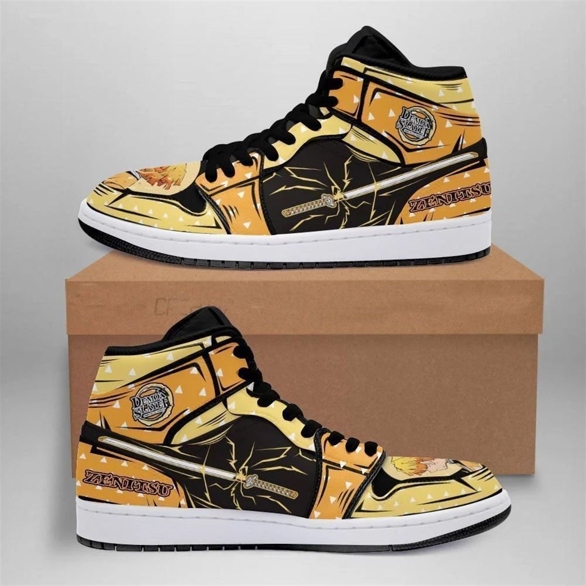 Zenitsu Demon Slayer Jordan Sneakers Air Jordan Sneakers Personalized Shoes Design