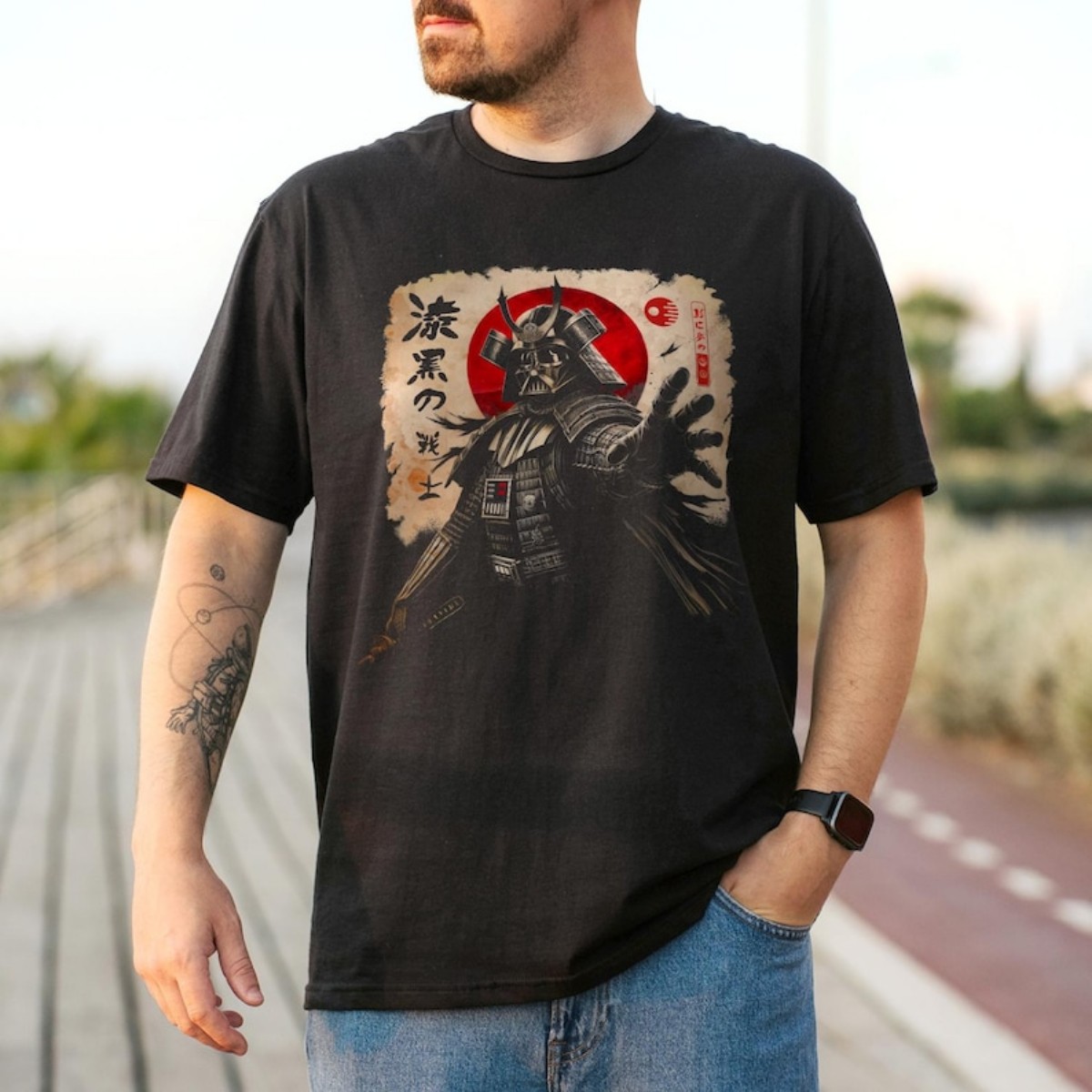 Vintage Samurai Darth Vader T Shirt, Antique Japanese Darth Vader Star Wars T-Shirt, Sumi-e Tee, Japanese Tshirt, Anime Print Shirt Gift